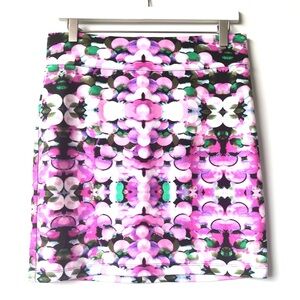 Nanette Lepore Amour Pencil Mini Skirt Womens Large Pink Bokeh Stretch Whimsical